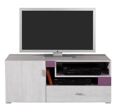 RTV Schrank Olib 120 cm weiß gekalkte Kiefer / lila ideal für das Jugendzimmer TV-Schrank in Originalfarben