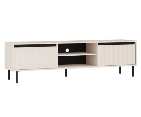 RTV-Schrank Osaka 179 cm beige/schwarz schlichte Form in trendigen Farben ideal für Innenräume im japanischen Stil geschmackvolle geriffelte Front