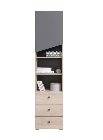 Regal mit Schubladen Dzeta 45 cm Eiche / anthrazit ideal für das Jugendzimmer geräumig und nutzbar Bücherregal modernes Design