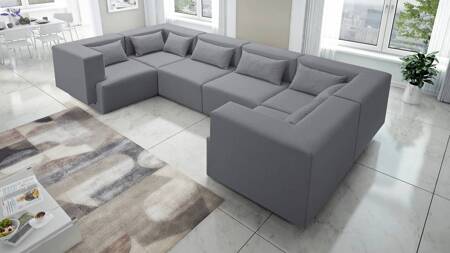 Samos V Ecksofa grau modernes Design geschmackvolle Form passend zu jeder Inneneinrichtung stilvoller weicher Stoff