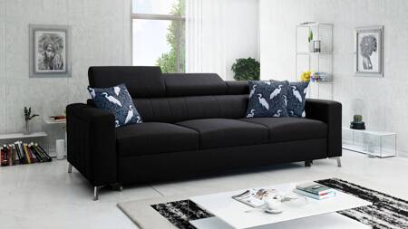 Savona Sofa mit Schlaffunktion schwarz bequemes Sofa für Wohnzimmer bietet Komfort beim Ausruhen verstellbare Kopfstützen