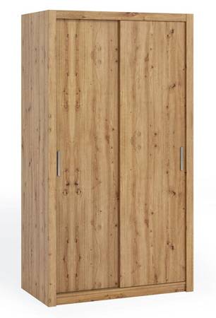 Schiebeschrank Rico 120 cm Eiche handwerklich funktionales Möbelstück klassische Form idealer Schrank für eine Schlafzimmergarderobe oder Flur 