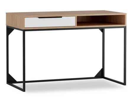 Schreibtisch Imola 120 cm Eiche Hickory / Weiß idealer Schreibtisch für Jugendzimmer oder Büro stabiles Metallgestell