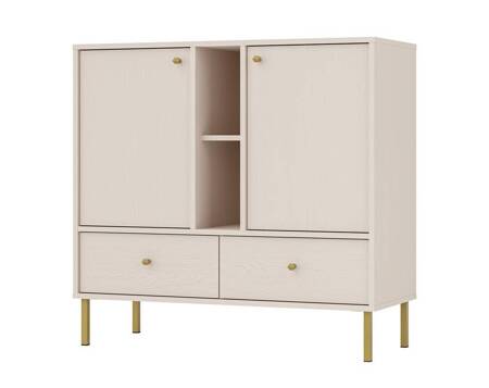 Schubladenkommode Kioto II 100 cm beige modernes Design Metall hohe Beine in Gold originelles Design Kommode