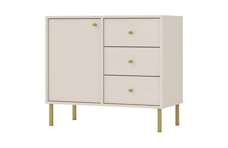 Schubladenkommode Kioto II 84 cm beige modernes Design dezente goldene Griffe Metallsockel ideale Kommode für Wohnzimmer