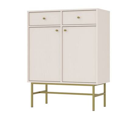 Schubladenkommode Kioto III 84 cm beige ideale Kommode für Wohn- oder Schlafzimmer im modernen Stil goldener Metallrahmen