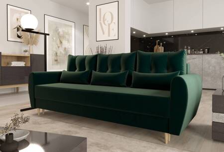 Sofa mit Schlaffunktion Rovigo Flasche grün leichte Form mit elegantem Charakter perfekt für jedes Interieur weicher Stoff