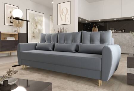 Sofa mit Schlaffunktion Rovigo grau blau leichte Form mit elegantem Charakter perfekt für jede Einrichtung weicher Stoff