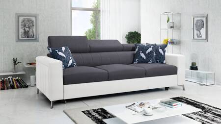 Sofa mit Schlaffunktion Savona graphit / weiß bequemes Sofa für Wohnzimmer bietet Komfort während der Ruhe verstellbare Kopfstützen