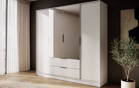 Spiegelschrank Corse 200 cm beige modernes Design idealer Kleiderschrank für Schlafzimmer oder Flur geräumige Schubladen