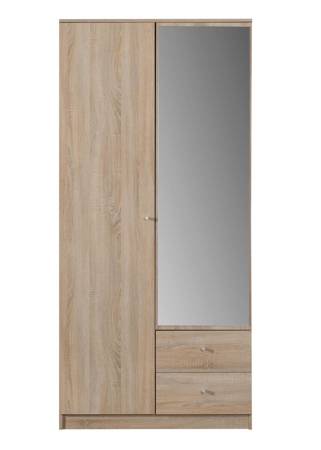 Spiegelschrank Optims 100 cm Eiche hell sonoma modernes Design ABS-Finish und Aluminiumgriffe