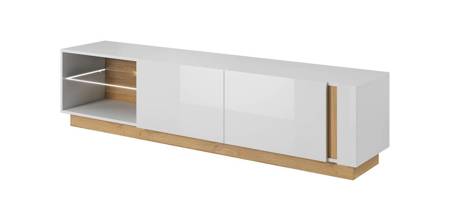 TV Schrank Adria 187 cm glänzend weiß / Eiche grandson modernes Design und griffloses Türöffnungssystem