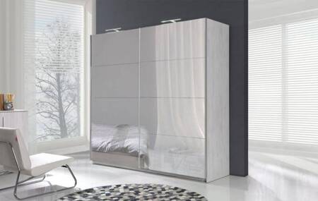 Verspiegelter Schiebeschrank Dione 225 cm Norwegische Kiefer modernes Design und ABS-Finish idealer Kleiderschrank für Schlafzimmer oder Ankleidezimmer