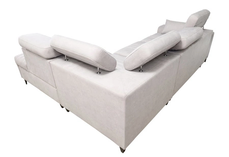 Ecksofa mit Schlaffunktion Castel VII braun rechtsseitig stilvolles Ecksofa mit Bettzeugablage und verstellbaren Kopfstützen