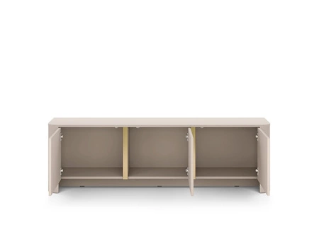 TV-Schrank Bari 168 cm beige stilvoller im modischen Stil geschwungene Kanten dekorative goldene Accessoires