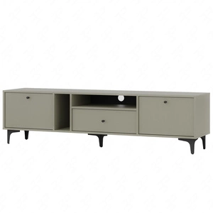 RTV Schrank Kioto I 180 cm Eukalyptus eleganter Schrank in gedeckten Farben dezente schwarze Griffe