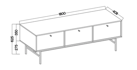 RTV-Schrank Kioto III 180 cm beige stilvolles Design Metallrahmenschrank mit nach unten öffnenden Türen gedeckte Farben