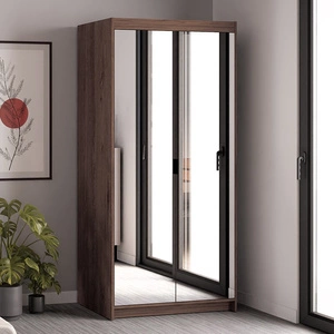 Rene Kleiderschrank 90 cm Eiche lefkas stilvolles Design einfache Form ideal Kleiderschrank mit Spiegel für Schlafzimmer oder Flur ABS beendet Kanten