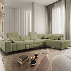 Ecksofa mit Schlaffunktion Penejos XI olive rechts komfortables Ecksofa mit verstellbaren Kopfstützen und zwei Bettkästen