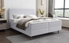 Boxspringbett Totti 180x200 grau Esche stilvolles Bett mit Bettzeug Lagerung dreidimensional gestreiften Stoff