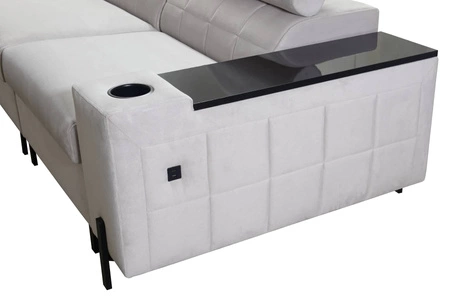 Ecksofa mit Schlaffunktion Belvi II oliv rechts elegantes und ergonomisches Ecksofa für das Wohnzimmer praktischer Stauraum an der Seite