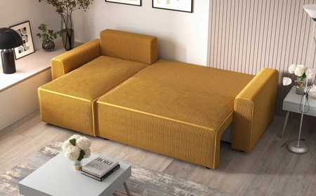 Ecksofa mit Schlaffunktion Brandon Bis heather left dreidimensionaler Stoff mit ausdrucksstarkem Streifen-Bettkasten