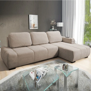 Ecksofa mit Schlaffunktion Gentle beige rechte Seite stilvolles Design Ecksofa-Bett, das sich durch seine abgerundete Form auszeichnet