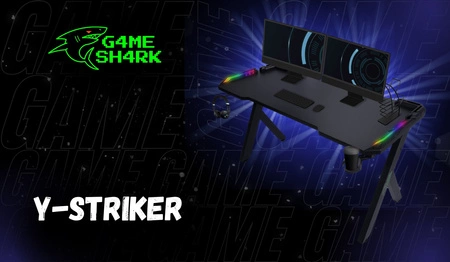 Y-Striker schwarz modernen Gaming-Schreibtisch mit LED-Beleuchtung bereichert kohlenstoffbeschichtete Platte