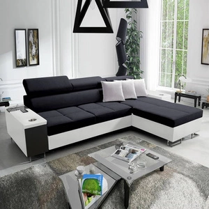 Ecksofa mit Schlaffunktion Dafni Schwarz/Weiß rechtsseitig geflochten bietet Komfort und Funktionalität während der täglichen Erholung