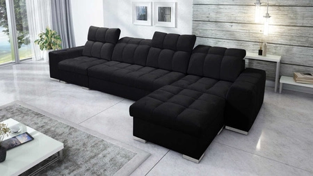 Ecksofa mit Schlaffunktion Luigi XII schwarz rechte Seite stilvolle Ecksofa für Wohnzimmer in minimalistischen und eleganten Finish