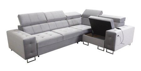 Ecksofa mit Schlaffunktion Hampton II hellbraun rechts stilvolles Ecksofa Bett weiche Polsterung Stoffart Samt