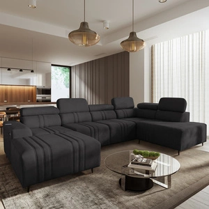 Ecksofa mit Schlaffunktion Castel VI graphit links komfortables und elegantes Ecksofa mit zwei Bettkästen