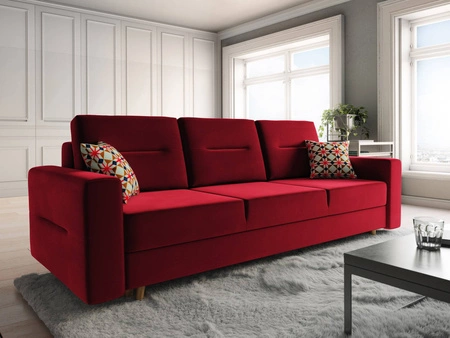 Sofa mit Schlaffunktion Bristol Dunkelrot passt perfekt in jede Einrichtung und bietet einen bequemen Schlafplatz im traditionellen und skandinavischen Stil