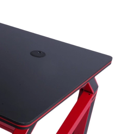 Frag gaming desk schwarz/rot funktioneller und ergonomischer Schreibtisch minimalistisches Möbeldesign unterstützt durch eine stabile Konstruktion