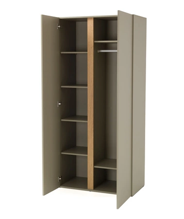 Kleiderschrank Paguro 90 cm sandbeige / geölte Eiche modernes Design ABS-Finish Kleiderschrank für Jugendzimmer