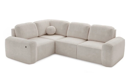 Ecksofa mit Schlaffunktion Arbon II ziegelrot linke Ecke stilvolles Design markante runde Form Behälter für Bettzeug