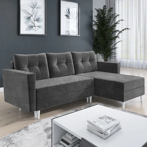 Ecksofa mit Schlaffunktion Telsze grau universal elegantes Ecksofa in skandinavischer Form großes Bettzeugfach