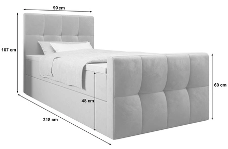 Boxspringbett Manhattan 90x200 dunkelrot Bett im modernen skandinavischen Stil mit gepolstertem Kopf- und Fußteil und Staukasten