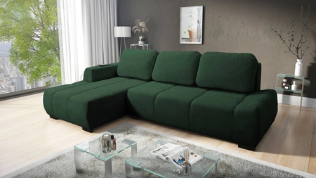 Ecksofa mit Schlaffunktion Sanfte grüne linke Seite Stilvolles Design Ecksofa zeichnet sich durch seine abgerundete Form aus