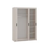 Kleiderschrank Rene 133 cm sandbeige stilvoller Schlafzimmerschrank mit schlichtem klassischem Design kontrastierende schwarze Griffe