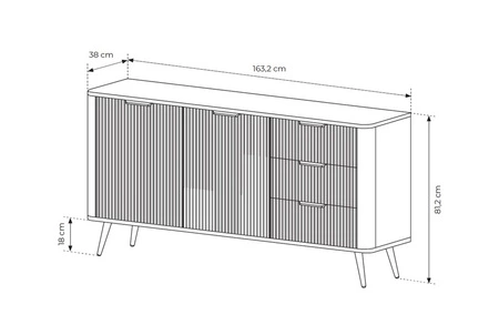 Kommode Lante 163 cm weiß geschmackvolle Kommode mit kannelierten Fronten auf hohen schrägen Beinen gestützt stilvolle Griffe