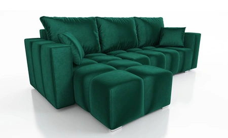 Ecksofa mit Schlaffunktion Linco flaschengrün universal Ecksofa mit modernem Design aus weichem Samtstoff