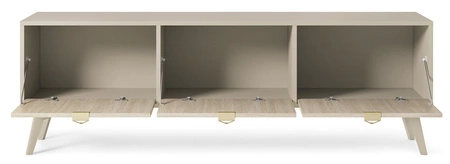 RTV Schrank Wald 158 cm beige / beige Fischgrät skandinavisches Design geschmackvolles Fischgrätdekor auf den Fronten elegante Goldgriffe