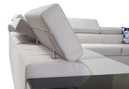 Ecksofa mit Schlaffunktion Belvi II oliv links elegantes und ergonomisches Ecksofa für das Wohnzimmer praktischer Stauraum an der Seite