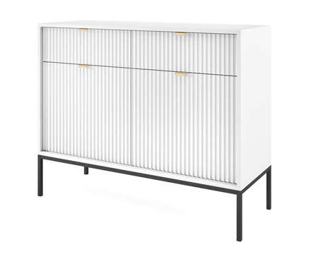 Kommode mit Schubladen Lovro 104 cm weiß modernes Design wird die Liebhaber von markanten Interieurs begeistern