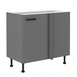 Eck-Küchenzeile Verdi 105 ND 1F BB rechts feuchtigkeits- und beschädigungsbeständiger Schrank schwarze Metallgriffe