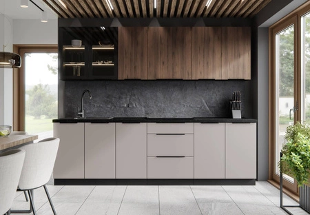 Brianza / Tarraco 260 cm Küchenmöbel-Set Metallkantengriffe Schränke sehen in modernen Interieurs toll aus