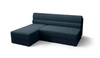 Ecksofa mit Schlaffunktion Fogu blau linke Seite stilvolle Ecksofa mit einfachem Design mit Cord-Stoff Bettzeug Container abgedeckt