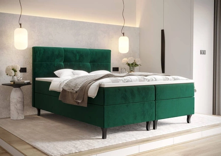 Boxspringbett Melba 180x200 flaschengrün Bett im modernen skandinavischen Stil mit markantem Kopfteil