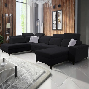 Ecksofa mit Schlaffunktion Kelly Sleek VI schwarz rechte Seite modernes Design Ecksofa für Wohnzimmer mit verstellbaren Kopfstützen